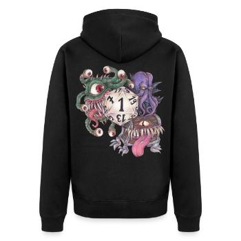 Rollenspiel Tabletop D20 Würfel Geschenk Fail - Unisex Premium Bio Zip Hoodie - Schwarz - Hinten - Nico (187cm)