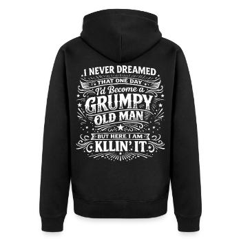 Grumpy Old Man Killin It Lustiger Retro Spruch - Veste à capuche bio Premium Unisexe - noir - Dos - Nico (187cm)