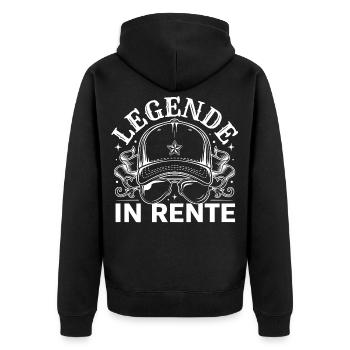 Legende Im Ruhestand Cap-Design - Unisex Premium Bio Zip Hoodie - Schwarz - Hinten - Nico (187cm)