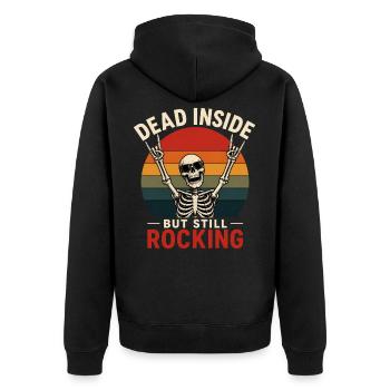Dead Inside Still Rock geschenk - Unisex Premium Bio Zip Hoodie - Schwarz - Hinten - Nico (187cm)