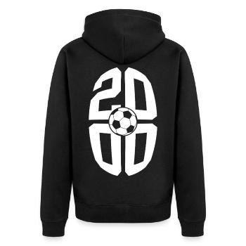26 YEARS BORN 2000 FOOTBALL 26TH BIRTHDAY - Unisex Premium Organic Zip Hoodie - black - Back - Nico (187cm)