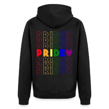 LGBT Gay Pride Regenbogen - Unisex Premium Bio Zip Hoodie - Schwarz - Hinten - Nico (187cm)