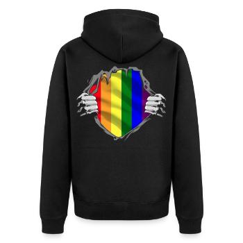 LGBT Flag Gay Pride Month Rainbow - Unisex Premium Organic Zip Hoodie - black - Back - Nico (187cm)