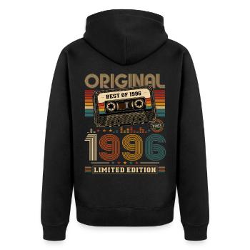 Cassette Gift Man pour le 30e anniversaire Best of 1996 - Veste à capuche bio Premium Unisexe - noir - Dos - Nico (187cm)