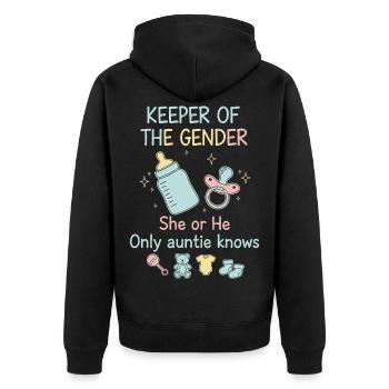 Gender Reveal Keeper Of The Gender She Or He - Unisex Premium Organic Zip Hoodie - black - Back - Nico (187cm)