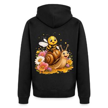 Biene Honig Imker Honigwabe Blumen Wiese Insekt - Unisex Premium Bio Zip Hoodie - Schwarz - Hinten - Nico (187cm)