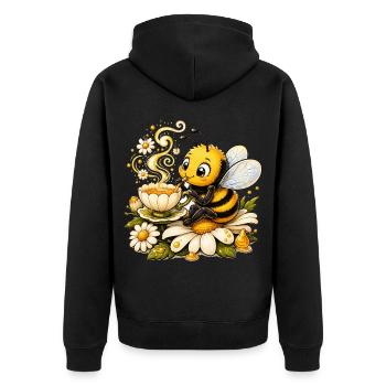 Biene Honig Imker Honigwabe Blumen Wiese Insekt - Unisex Premium Bio Zip Hoodie - Schwarz - Hinten - Nico (187cm)