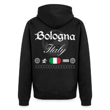 Bologna Italy Streetwear Travel Souvenir - Unisex Premium Organic Zip Hoodie - black - Back - Nico (187cm)