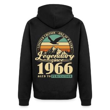 Gift, born in 1966, 60th birthday, 60 years - Unisex Premium Organic Zip Hoodie - black - Back - Nico (187cm)