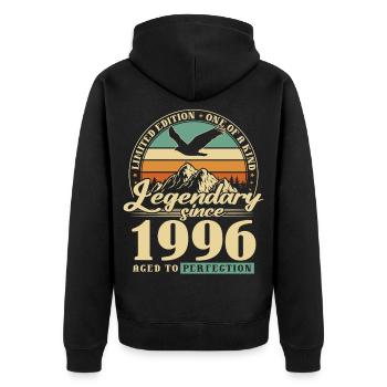 Gift, born in 1996, 30th birthday, 30 years - Unisex Premium Organic Zip Hoodie - black - Back - Nico (187cm)