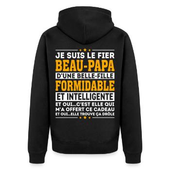 Beau Père Cadeau humour personnalisé - Veste à capuche bio Premium Unisexe - noir - Dos - Nico (187cm)