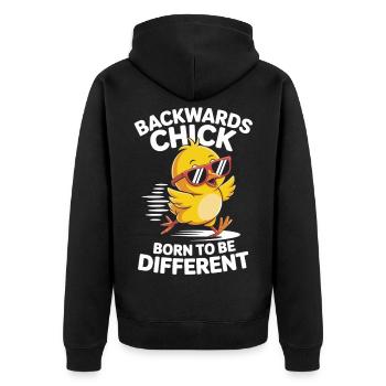 Born To Be Different Küken mit Sonnenbrille - Unisex Premium Bio Zip Hoodie - Schwarz - Hinten - Nico (187cm)
