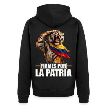 Roaring Tiger Patriot Colombia - Unisex Premium Organic Zip Hoodie - black - Back - Nico (187cm)