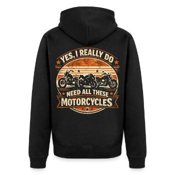 Besoin De Toutes Ces Motos | Humour Motard Rétro - Veste à capuche bio Premium Unisexe - noir - Dos - Nico (187cm)