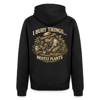Froschgarten Humor Gärtnerpflanze - Unisex Premium Bio Zip Hoodie - Schwarz - Hinten - Nico (187cm)