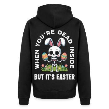 Frohe Ostern Süßer Osterhase Eiersuche Ostereier - Unisex Premium Bio Zip Hoodie - Schwarz - Hinten - Nico (187cm)