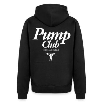 Pump Club - Unisex Premium Bio Zip Hoodie - Schwarz - Hinten - Nico (187cm)