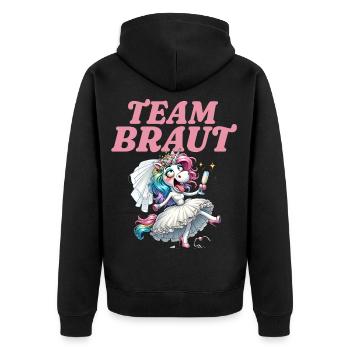Team Braut Junggesellinnenabschied - Unisex Premium Bio Zip Hoodie - Schwarz - Hinten - Nico (187cm)