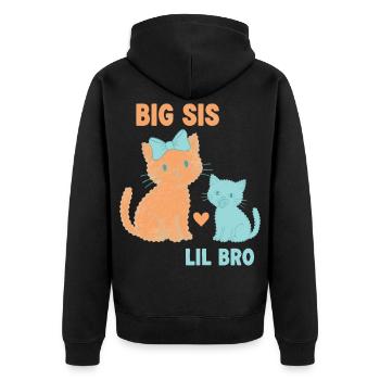Geschlechterenthüllung Babyparty Große Schwester Kleiner Bruder Baby - Unisex Premium Bio Zip Hoodie - Schwarz - Hinten - Nico (187cm)