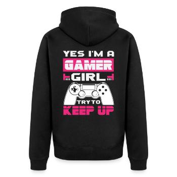 Yes Im A Gamer Girl Try To Keep Up Zockerin - Veste à capuche bio Premium Unisexe - noir - Dos - Nico (187cm)