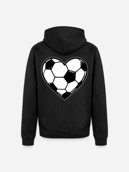 Herzball Fußball-Liebe - Unisex Premium Bio Zip Hoodie - Schwarz