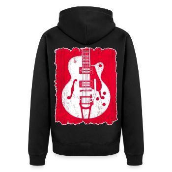 Graffiti-Gitarren-Silhouette - Unisex Premium Bio Zip Hoodie - Schwarz - Hinten - Nico (187cm)
