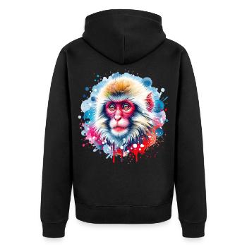 Japanese macaque gift - Unisex Premium Organic Zip Hoodie - black - Back - Nico (187cm)