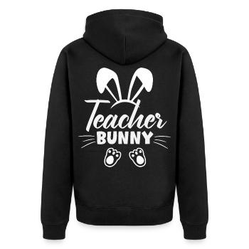 Frohe Ostern Süßer Osterhase Eiersuche Ostereier - Unisex Premium Bio Zip Hoodie - Schwarz - Hinten - Nico (187cm)