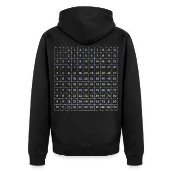 Tables de multiplication Nombres nets d’apprentissage scolaire de mathématiques - Veste à capuche bio Premium Unisexe - noir - Dos - Nico (187cm)