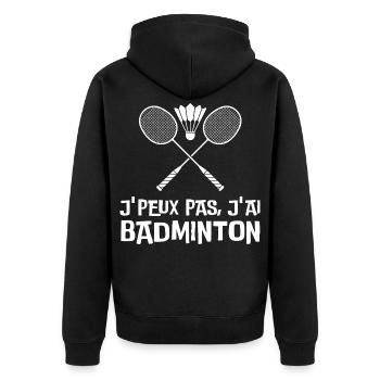 Badminton J'ai Pas Le Temps - Veste à capuche bio Premium Unisexe - noir - Dos - Nico (187cm)
