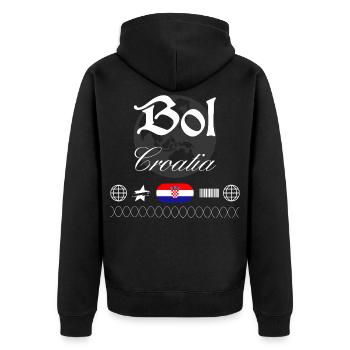 Bol Croatia Streetwear Travel Souvenir - Unisex Premium Organic Zip Hoodie - black - Back - Nico (187cm)
