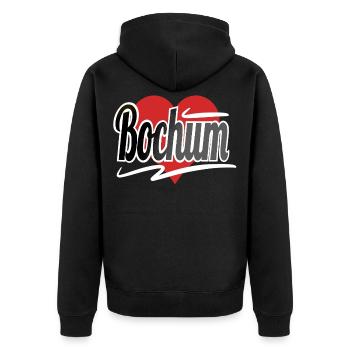 Bochum - Unisex Premium Bio Zip Hoodie - Schwarz - Hinten - Nico (187cm)