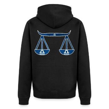 Waage und das Universum - Unisex Premium Bio Zip Hoodie - Schwarz - Hinten - Nico (187cm)