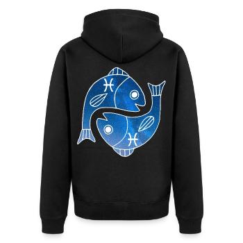 Fish and the universe - Unisex Premium Organic Zip Hoodie - black - Back - Nico (187cm)