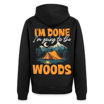 Adventure Outdoor Camping Forest Camper Survivalist - Unisex Premium Organic Zip Hoodie - black - Back - Nico (187cm)