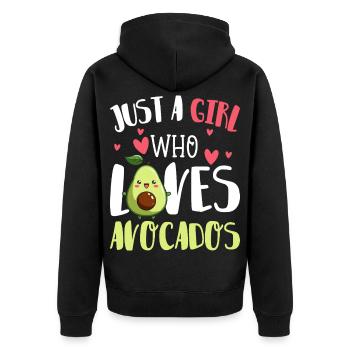 Mädchen liebt Avocados - Unisex Premium Bio Zip Hoodie - Schwarz - Hinten - Nico (187cm)