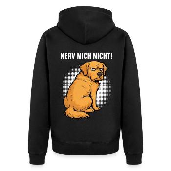 Nerv Mich Nicht Golden Retriever Goldie Goldies - Unisex Premium Bio Zip Hoodie - Schwarz - Hinten - Nico (187cm)