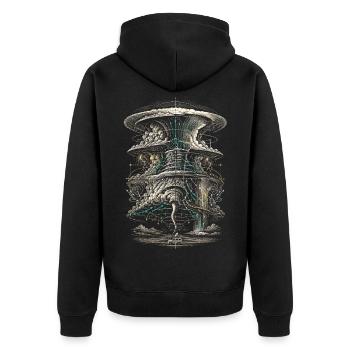 Sturmjäger Meteorologe - Unisex Premium Bio Zip Hoodie - Schwarz - Hinten - Nico (187cm)