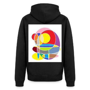 Abstrakte Farbkreise Mosaik - Unisex Premium Bio Zip Hoodie - Schwarz - Hinten - Nico (187cm)