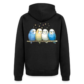 Groupe de perruches ondulées - Veste à capuche bio Premium Unisexe - noir - Dos - Nico (187cm)