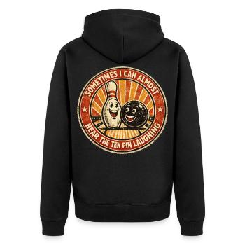 Bowling-Humor Sport-Strike-Spieler Lustiges Geschenk - Unisex Premium Bio Zip Hoodie - Schwarz - Hinten - Nico (187cm)