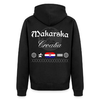 Makarska Kroatien Streetwear Reise Souvenir - Unisex Premium Bio Zip Hoodie - Schwarz - Hinten - Nico (187cm)