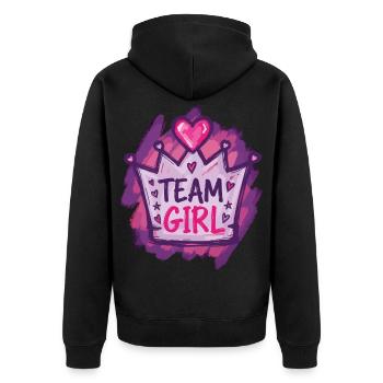 Révélation du sexe : équipe fille baby shower Maman Papa - Veste à capuche bio Premium Unisexe - noir - Dos - Nico (187cm)