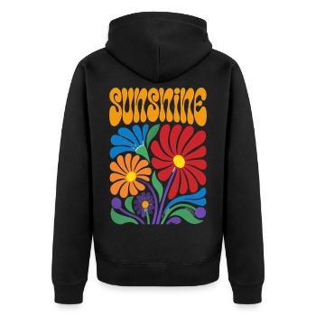 Sunshine Blumen 70er Jahre Retro - Unisex Premium Bio Zip Hoodie - Schwarz - Hinten - Nico (187cm)