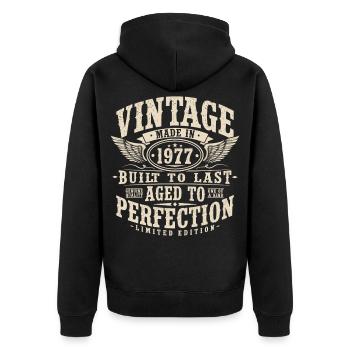 Vintage 1977 Vintage Cadeau d’anniversaire rétro - Veste à capuche bio Premium Unisexe - noir - Dos - Nico (187cm)