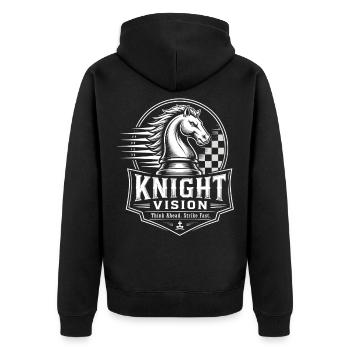 Knight Vision Chess Motif - Unisex Premium Organic Zip Hoodie - black - Back - Nico (187cm)