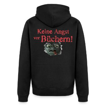 Das Kleine Böse Buch Keine Angst Vor Büchern - Unisex Premium Bio Zip Hoodie - Schwarz - Hinten - Nico (187cm)