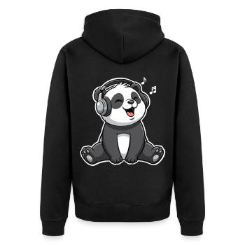 Panda Musik - Unisex Premium Bio Zip Hoodie - Schwarz - Hinten - Nico (187cm)