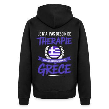 Besoin de Grèce Pas de thérapie - Veste à capuche bio Premium Unisexe - noir - Dos - Nico (187cm)