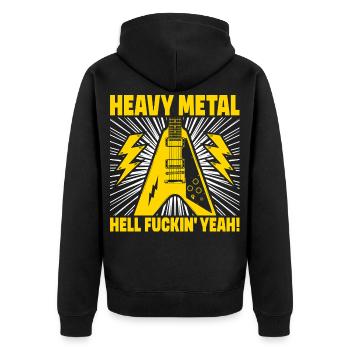 Heavy Metal Hell yes Gitarrenkunst - Unisex Premium Bio Zip Hoodie - Schwarz - Hinten - Nico (187cm)